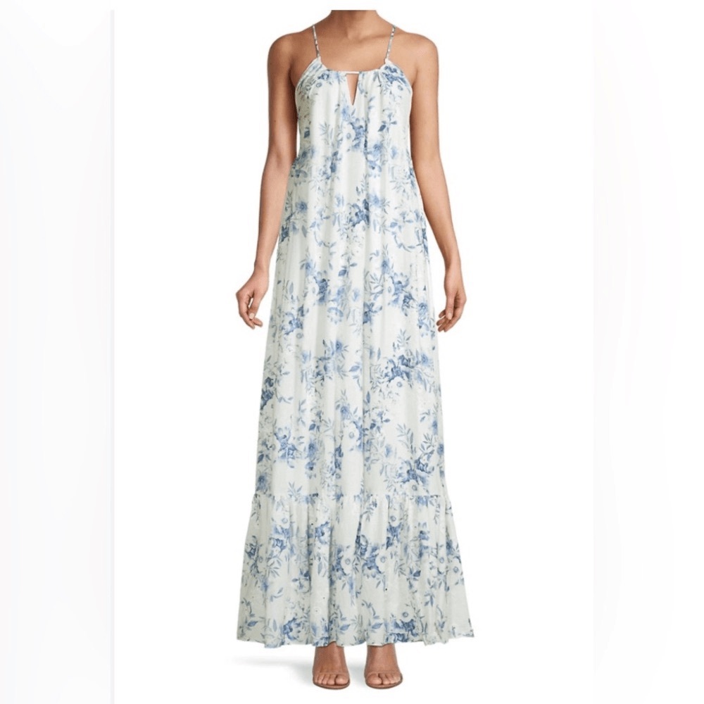 NWT $395 Badgley Mischka One 33 Social eyelet maxi dress  - Size 0